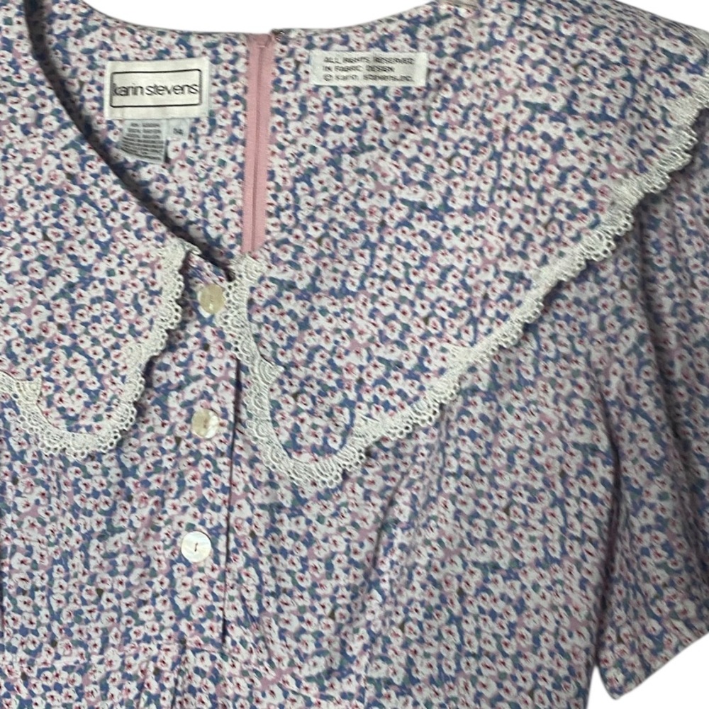 NWT Karin Stevens 90s Floral Maxi Dress 14 Gunne Sax Style Dusty Rose&Periwinkle - Picture 5 of 16